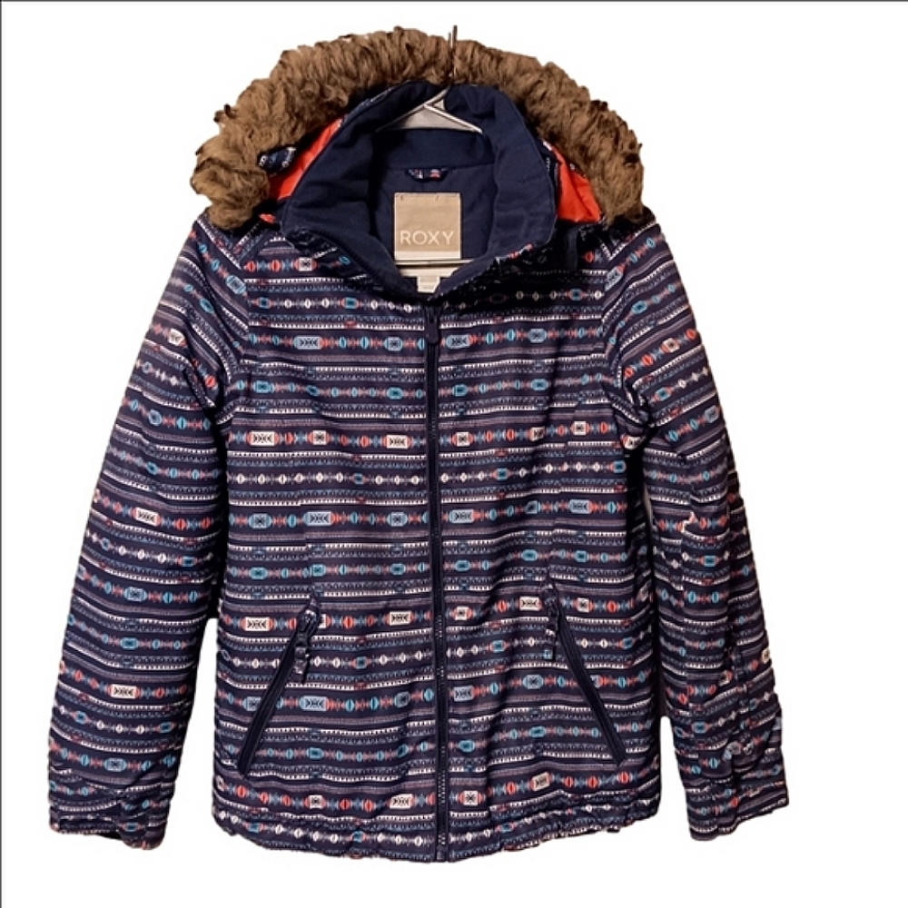 Roxy American Pie Snowboard Jacket W/ Removeable Faux Fur Hood & Hidden Pockets